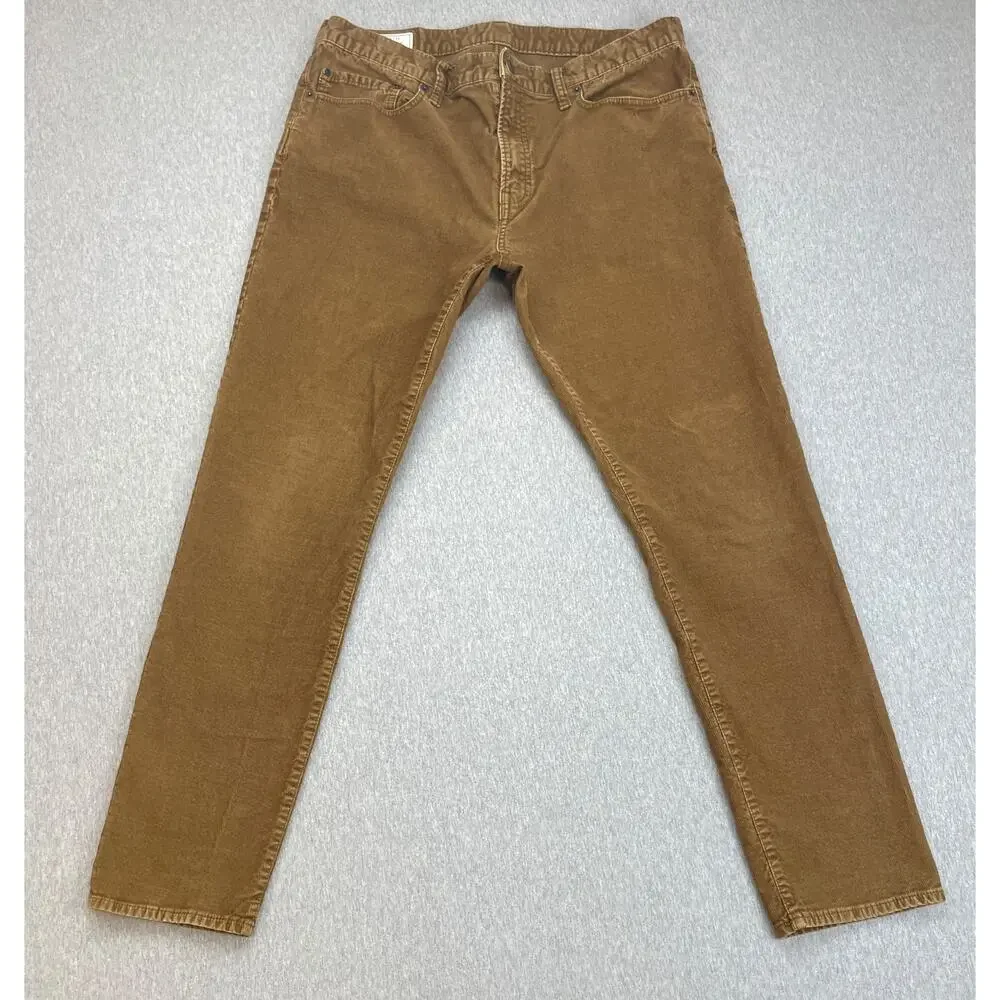 Gap Pants Mens 36 x 32‎ Brown Corduroy Cotton Blend Stretch Skinny